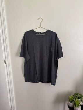 Liverpool Men's XXL Short Sleeve Crewneck Pocket Tee - Charcoal/Blue Microstripe